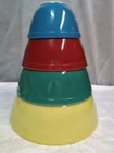 Vintage Set of 4 Pyrex Primary Colors Nesting Mixing Bowls VIBRANT COLORS EUC