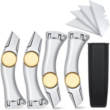 4Pcs Silver Fixed Blade Roofing Knife Vinyl Drywall Knife with Replacement Fixed