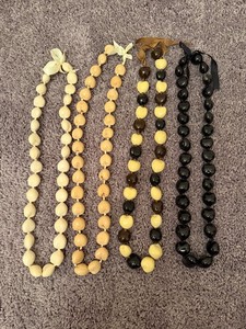 Hawaiian Jewelry Cream Brown Mixed Kukui Nut Hawaii Graduation Lei Necklaces Lot