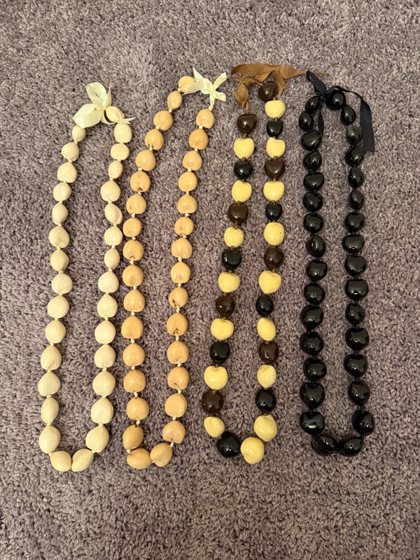 Hawaiian Jewelry Cream Brown Mixed Kukui Nut Hawaii Graduation Lei Necklaces Lot