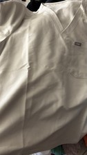 FIGS Catarina One-Pocket V-Neck Scrub Tops Lot of 2, L, Beige/Blue, Solid