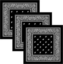 3Pcs Bandanas Face Mask 100% Cotton Paisley Print Head Wrap Scarf Headwear Wrist