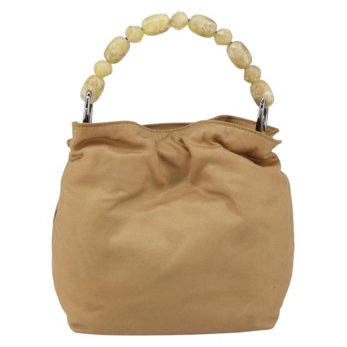 Christian Dior Maris Pearl Hand Bag Nylon Beige Silver Auth 156866 - Picture 2 of 21