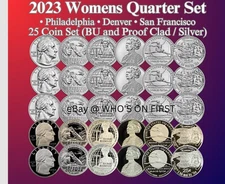 2023 P D S WOMENS COMPLETE QUARTER 25 COIN SET, 15 BU, PROOFS 5 CLAD & 5 SILVER