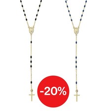 Amen Collana Rosario Oro giallo 9 kt Donna smalto nero/blu AU9CROGN4 AU9CROGBL4