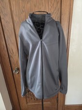 Nike Women's Dri Fit Gray Large Fleece Lined Athletic Jacket Zip Warm Running