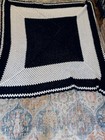 Vintage Handmade Black and White Afghan Large 80L x 70W — photo 4
