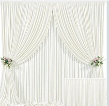 4 Panels Ivory Backdrop Curtain for Wedding Parties Wrinkle Free Ivory Photo...