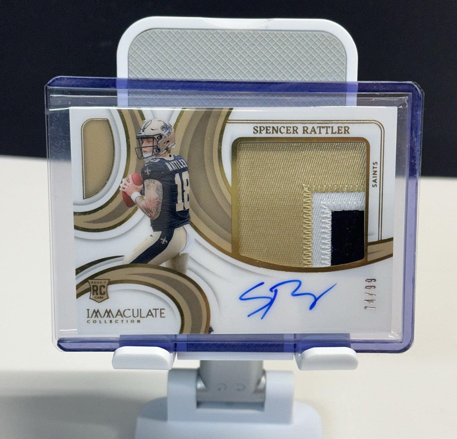 2024 Panini Immaculate Spencer Rattler Premium Patch Rookie Auto /99 Saints RC