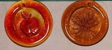 Vintage Blenko Glass Sun Face Suncatcher Ornament Pressed Glass 4" Tangerine Lot