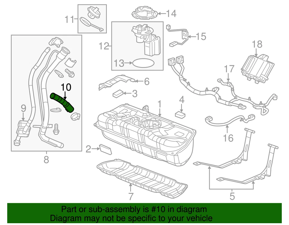 Manguera de llenado de tanque de combustible genuina GM 20848504 Foto 3 de 3
