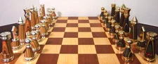 Silver/Gold-plated Italian Chess Set-King 4.5"- With 20" Mahogany & Maple Board