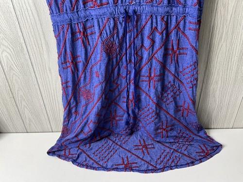 Johnny Was blau & rot bestickt weich High Low Tunika Kleid Größe Medium - Bild 3 von 9