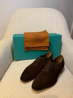 Edward Green Clare Mocca Dark Brown Mink Suede Oxford Shoes UK 11 EU 45 £1,275