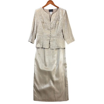 Alex Evenings Skirt Suit 2pc Formal Set Womens 12 Champagne Gold Mother of Bride