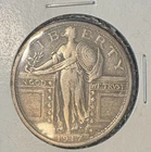 1917 P  Standing Liberty Silver Quarter Dollar, 25C, AU, VF Bare Breast
