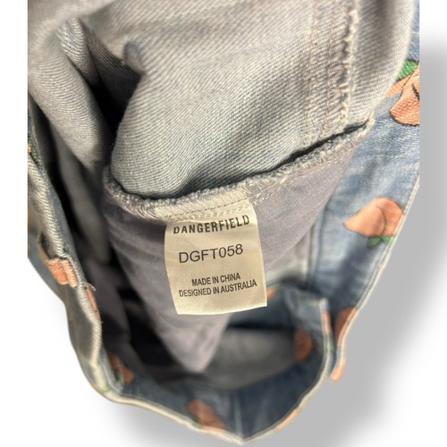 Dangerfield Peach Print Jeans AU 10 US 6 Wide Leg High Rise Y2K Indie Grunge - Picture 7 of 8