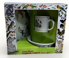 VTG 1988 Lynn Chase Designs JUNGLE PARTY 3-Pc Child's Set. Plate. Cup. Bowl NIB.