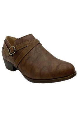 LifeStride Women's Adley Faux Leather Ankle Booties Whiskey Smooth