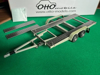 1/18 Fahrzeug-Doppelachsanhänger mit Auffahrschienen Otto Models OT225D  OVP ! - Bild 1 von 4