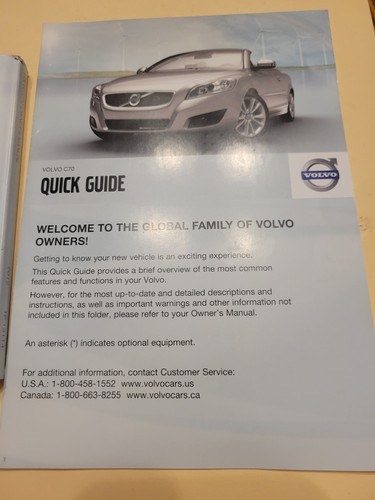 2011 VOLVO C70 OWNERS MANUAL & QUICK REF - Picture 7 of 7