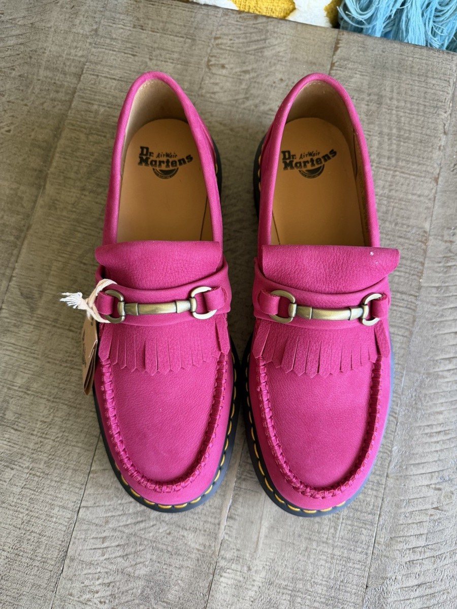 Dr Martens Adrian Snaffle Fuchsia Pink Nubuck Leather Loafers Size