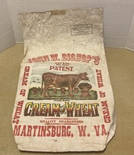 Vintage Cream of Wheat 24.5 Lbs Paper Flour Bag Sack John Bishop Martinsburg WV