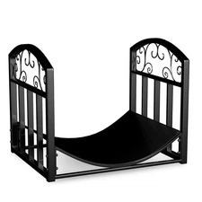 Lavish Home Firewood Rack Holder Black Metal Log Storage Bin Outdoor Use