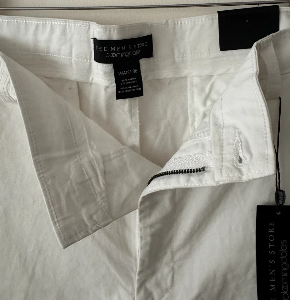 bloomingdales mens Cotton White Shorts Size 36 - Image 3 of 3