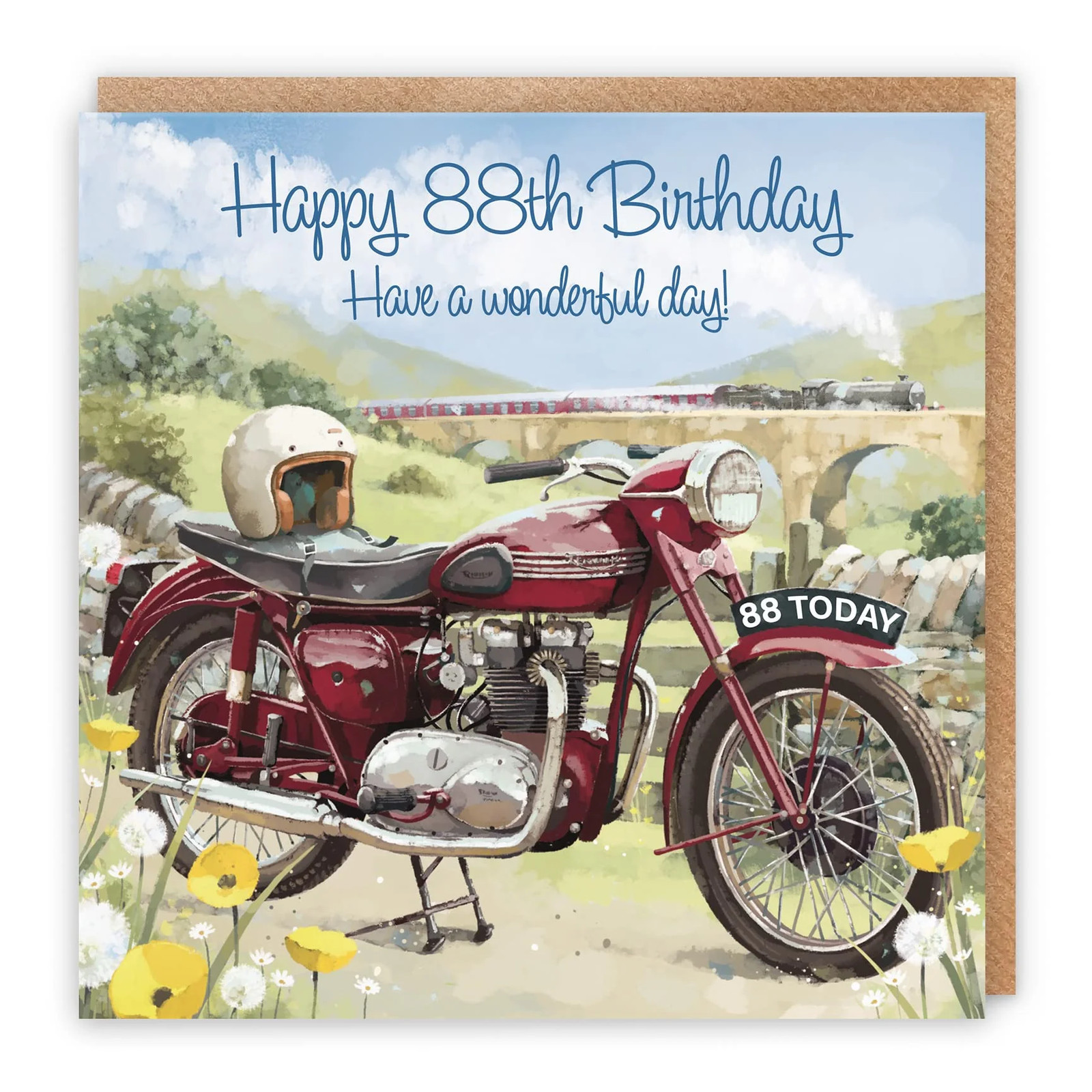 88th Birthday Card Vintage Motorbike Milo's Gallery