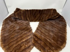 Beautiful Golden Brown Vintage Real Mink Fur Stole Wrap 68in x 12in- Very Soft 