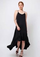 Sportsgirl Black Slip Maxi Dress Size 10 Ruffles Spaghetti Straps RRP$69