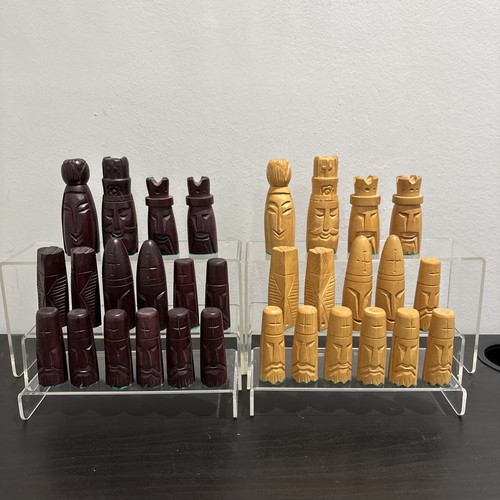 Vintage Wooden Chess Pieces Hand Carved Lot of 31 Pieces **MISSING ONE PAWN