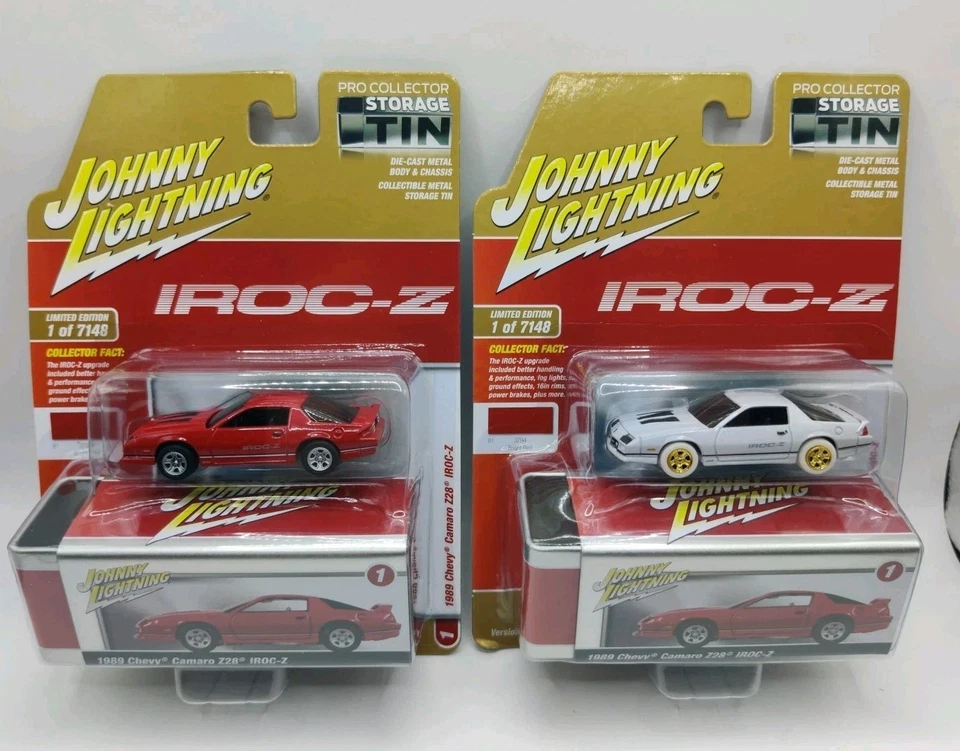 Johnny Lightning WHITE LIGHTNING 1989 Chevy Camaro Z28 IROCZ White & Red Version - Image 2 of 4