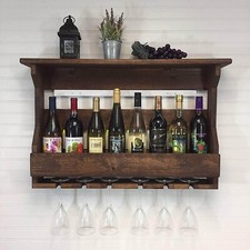 Mini gabinete de bar de madera de diseño para colgar en la pared con espacio para colgar en el hogar