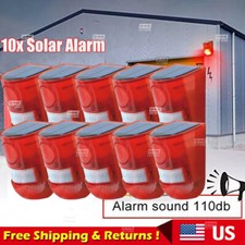 10X Solar Warning Light 110db Alarm 6 LED Strobe Lamp Outdoor Motion Sensor