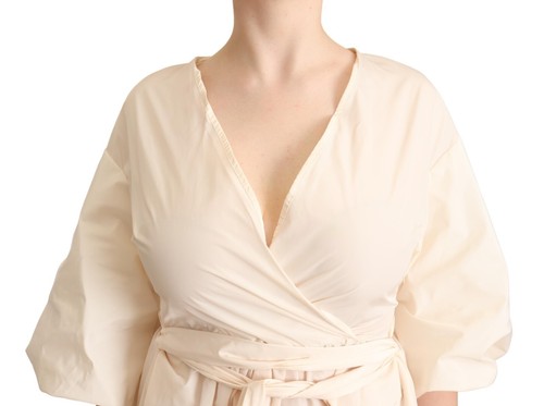 PINK MEMORIES Dress A-line Wrap Off White Short Sleeves Maxi IT42/US8/M RRP $500 - Picture 4 of 7