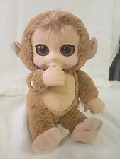 Jakks Pacific Baby MONKEY Stuffed Animal 2014 12 With Sounds Big Brown Eyes