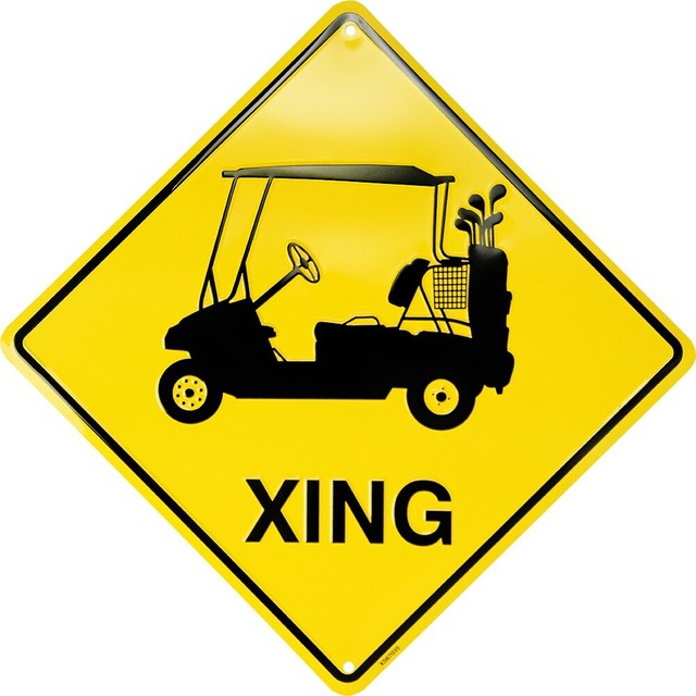 Golf Cart Crossing Xing 12" Aluminum Metal Sign Golf Course Park
