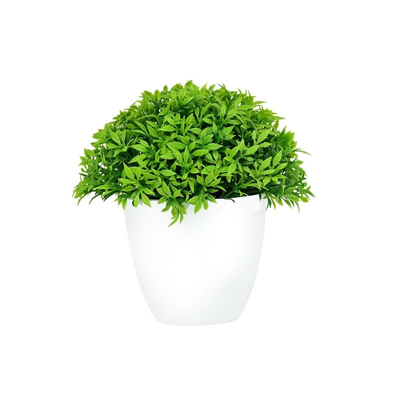 Artificial Plants Potted Green Bonsai Small Tree Grass Plants Pot Ornament-image
