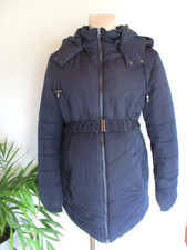 Jojo Maman Bebe Maternity Navy Quilted Parka Coat Jacket Size 14