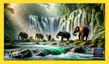 Digital Image Picture Wallpaper Background Desktop AI Art Elephants Waterfall -2