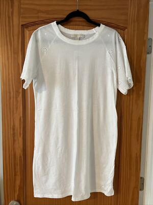 NWT Michael Kors white eyelet basic embroidered t-shirt dress size M 