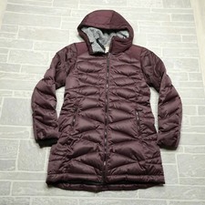 Lole Long Down Puffer Jacket Women's Large Merlot Parka Coat Zip Pockets