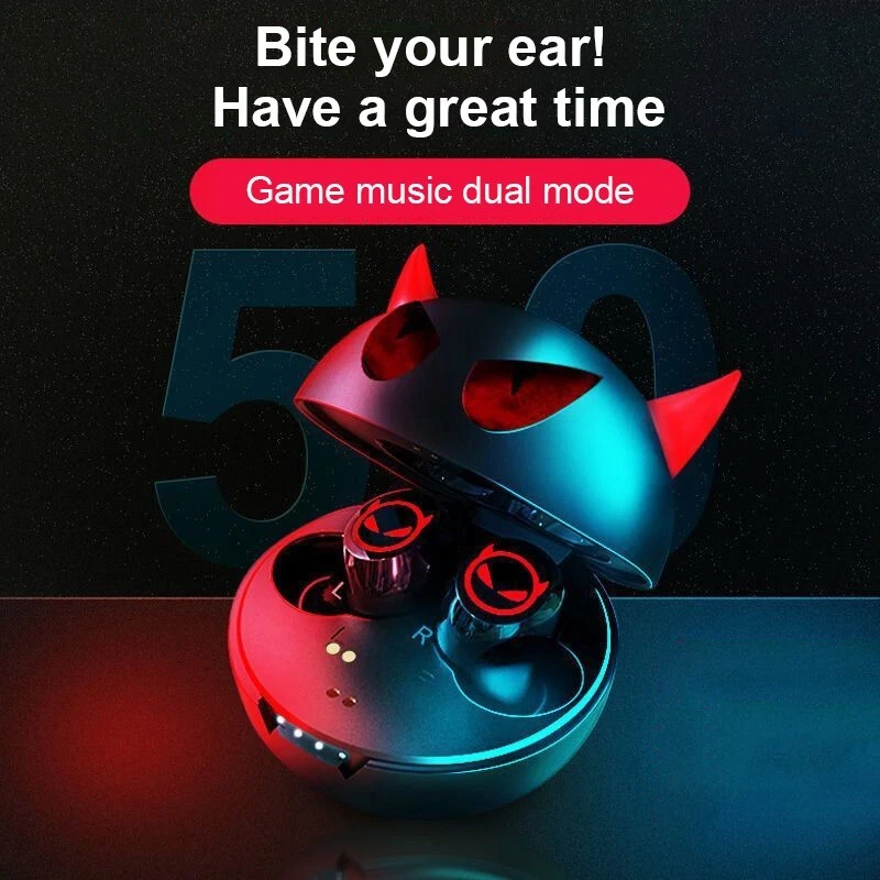 Wireless Earbuds For Kids Halloween Black LED Noise Reduction Best Gift - Image 2 of 4