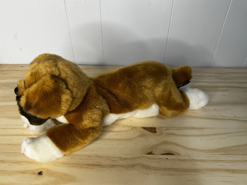 Bearington Boxer Puppy Dog Plush 14" Roscoe Stuffed Animal Laying White Paws Toy - Image 3 of 4