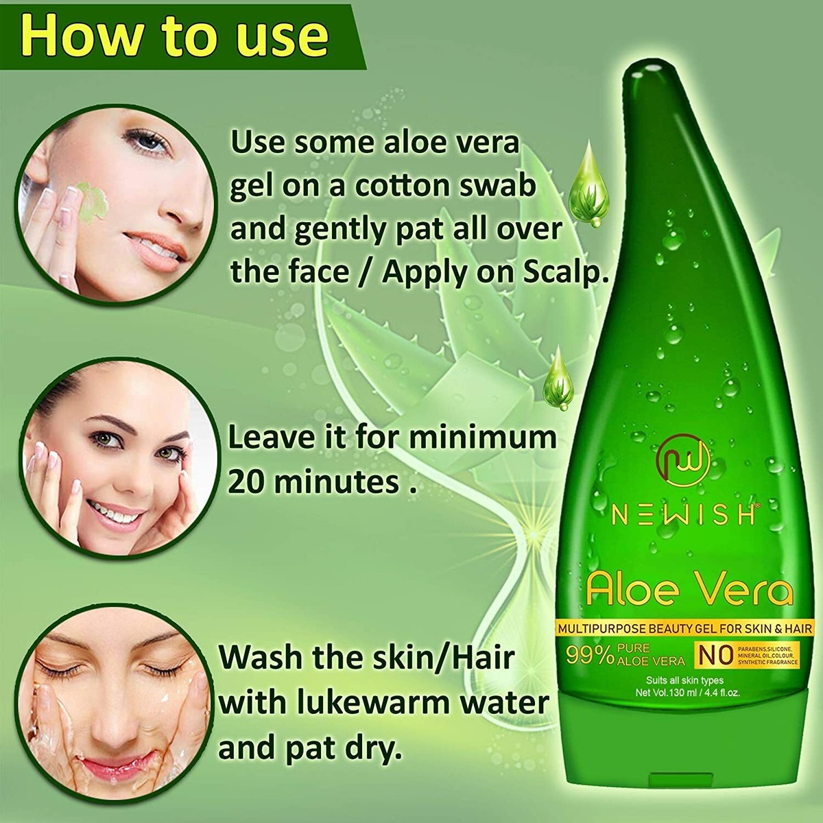 Pure Aloe Vera Gel for Face Glow, Hair Growth & Skin Moisturizer for Women  & Men | eBay