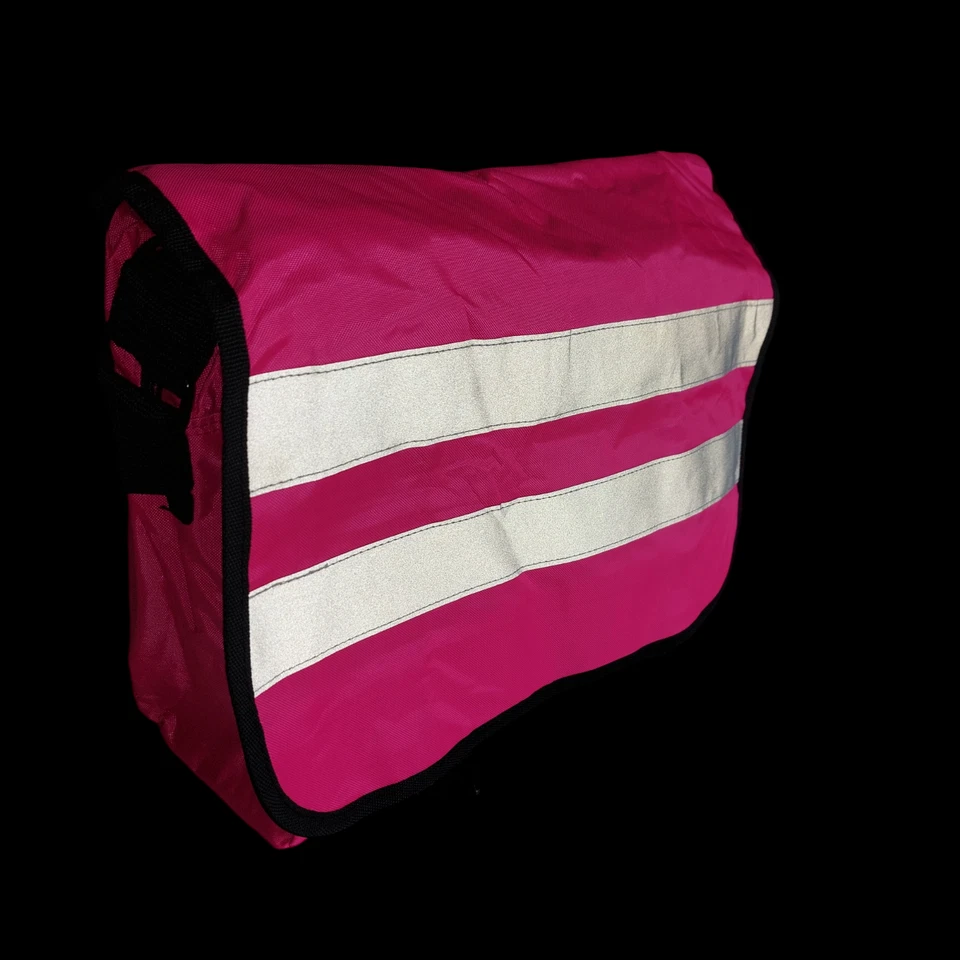 Pink Shoulder Bag Messenger Satchel Bag Reflective Hi Vis Work Cycling Travel - Image 2 of 3