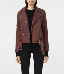 all saints red leather jacket