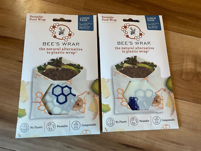 New Bee's Wrap Lunch Pack Eco Friendly Reusable Sandwich 2 2 Med Food Wraps NIP